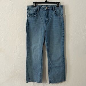Zara Jeans Womens Sz 12 Med Light Wash Denim Straight Leg‎ Raw Hem 0108/032/427